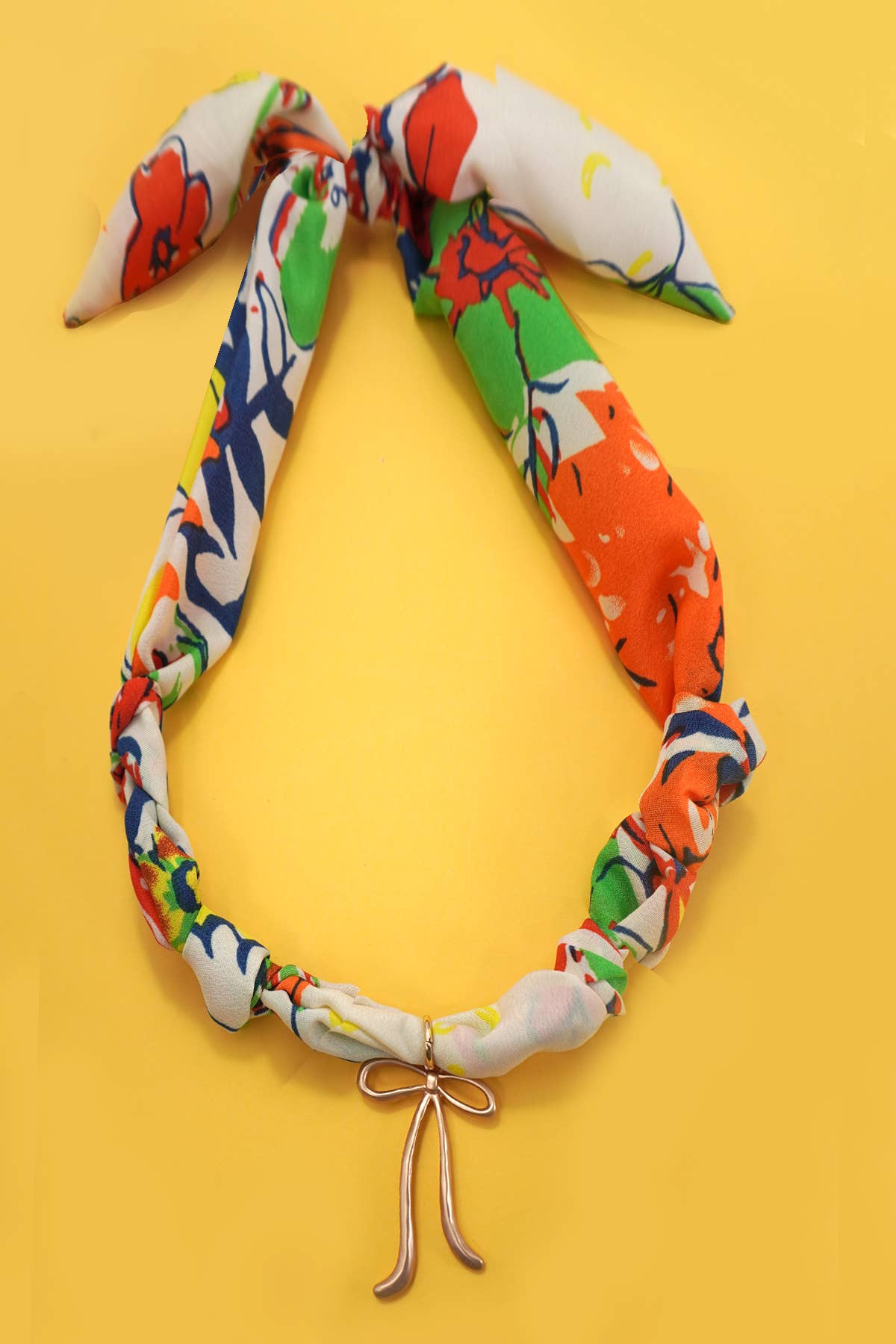 LOOPY BOW HANDMADE SCARF CHARM NECKLACE