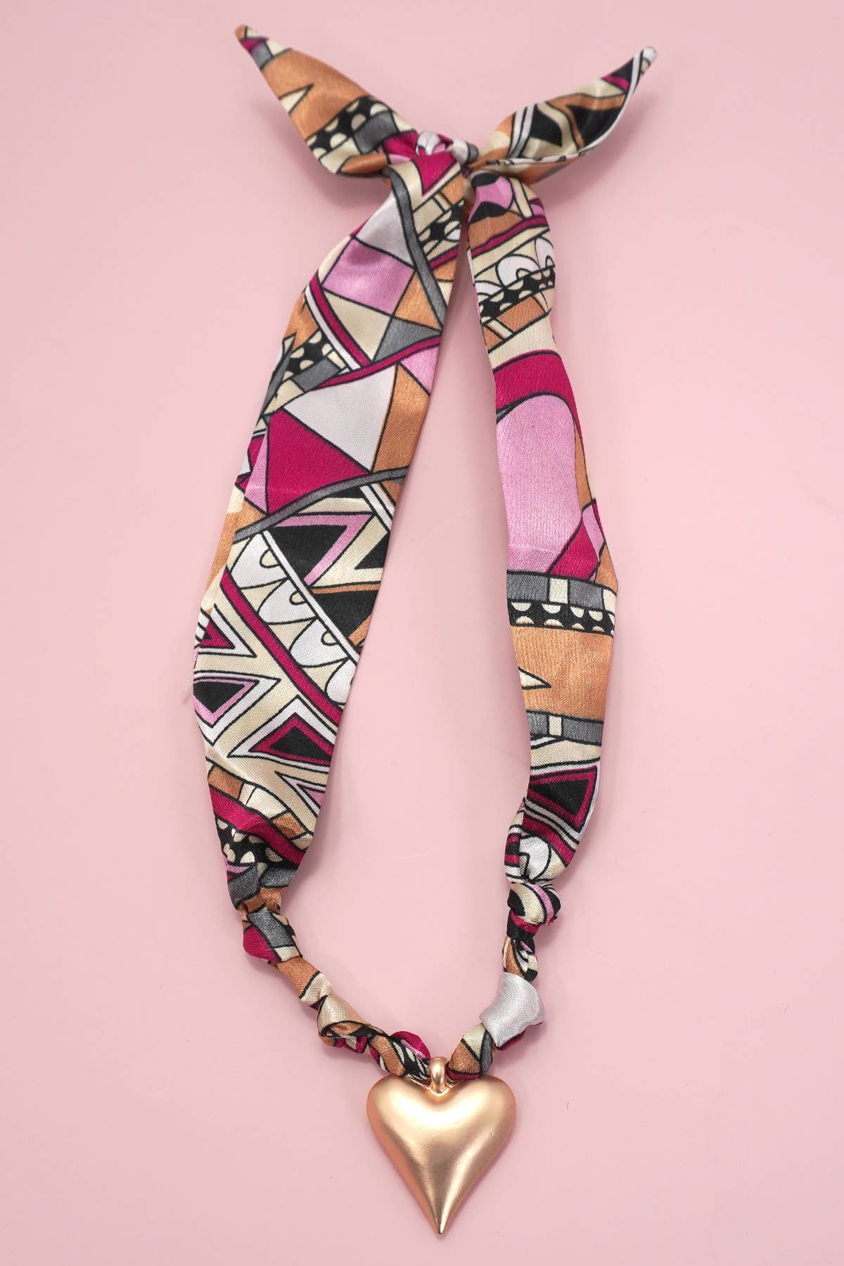 HANDMADE SCARF HEART CHARM NECKLACE