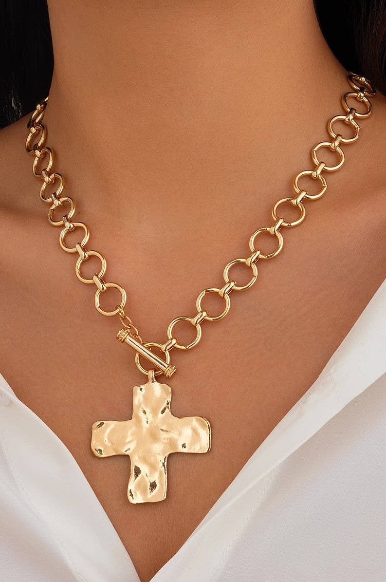 Chunky SILVER Cross Necklace
