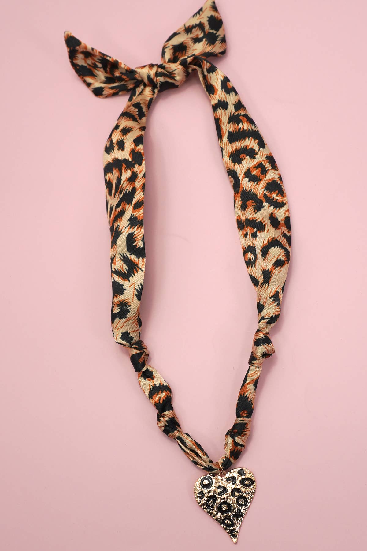 CHEETAH HANDMADE SCARF CHARM NECKLACE