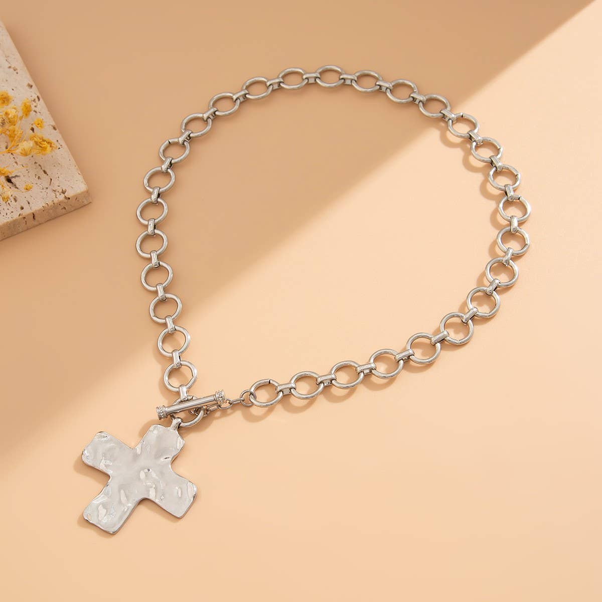 Chunky SILVER Cross Necklace
