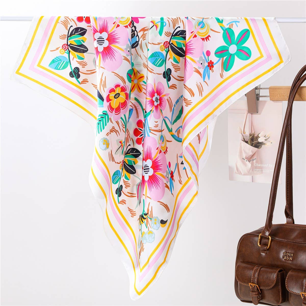 Multi-Color Floral Silk Scarf |