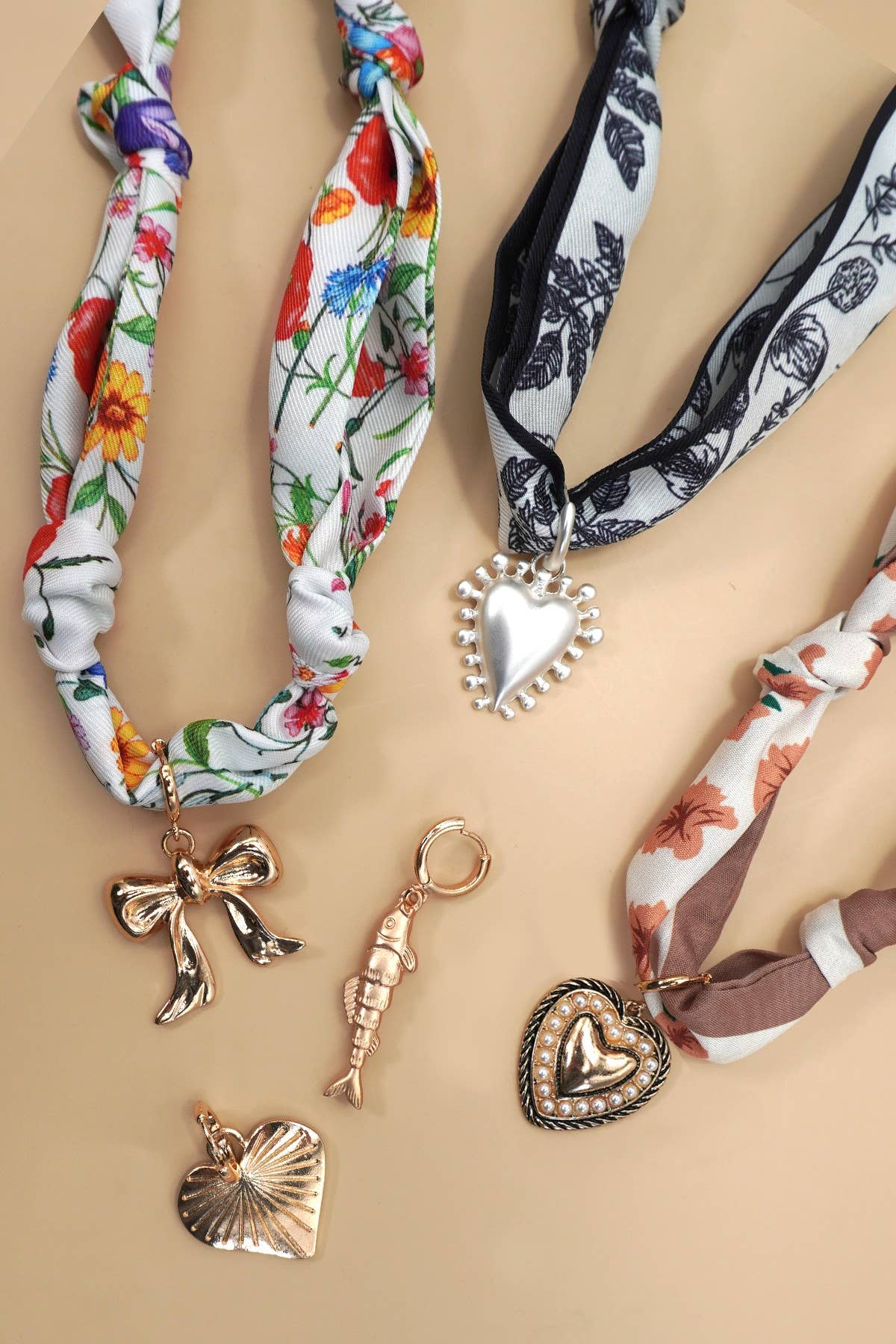 Floral Heart Charms for Scarf Necklace-Mix & Match
