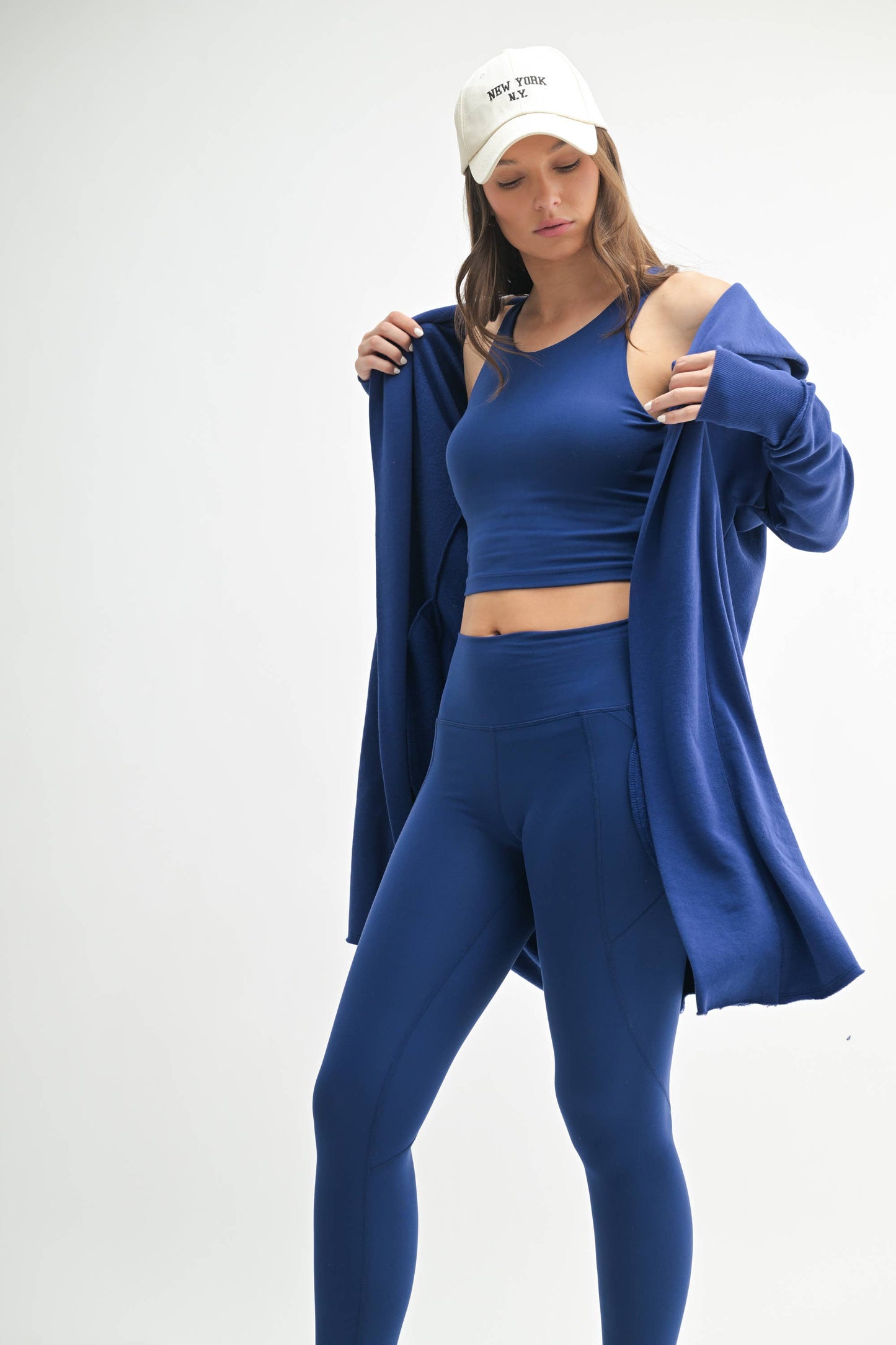 Dark Royal Open Front Longline Hoodie Cardigan