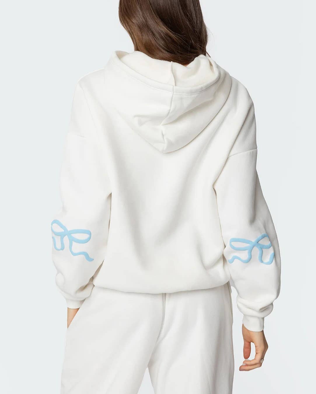 White Casual Bow Print Set