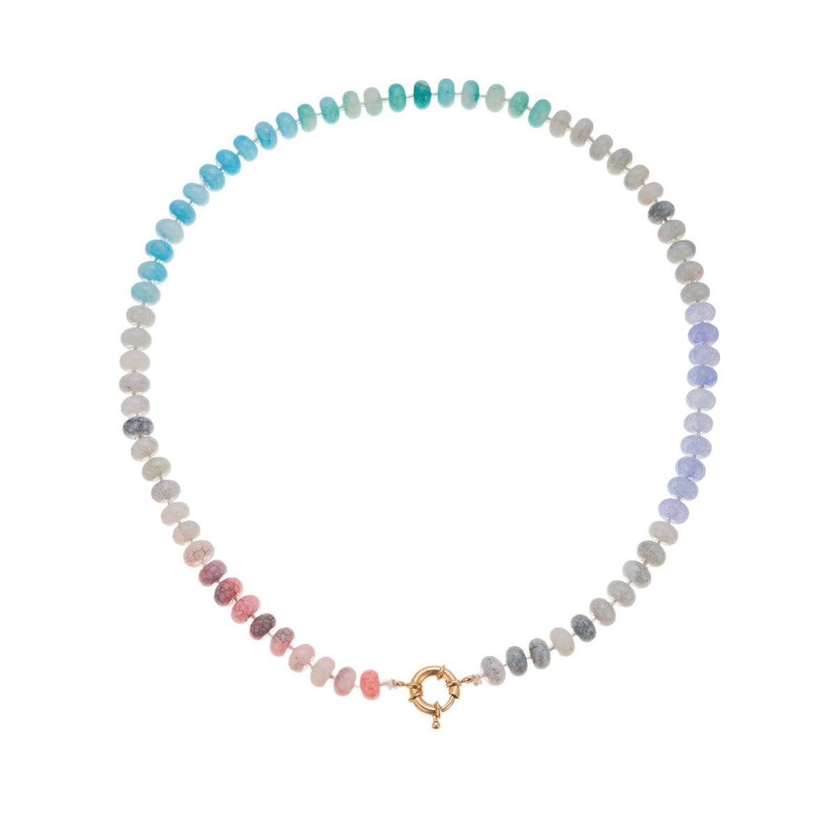Rainbow Natural Stone Semi-Precious Glass Mixed Necklace