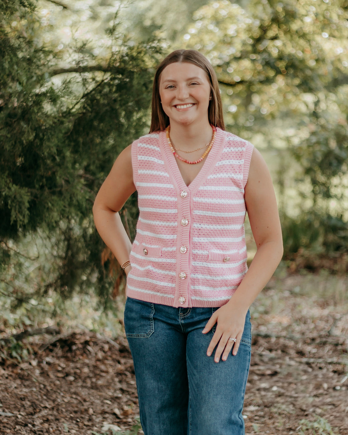 Pink and White Striped Sweater