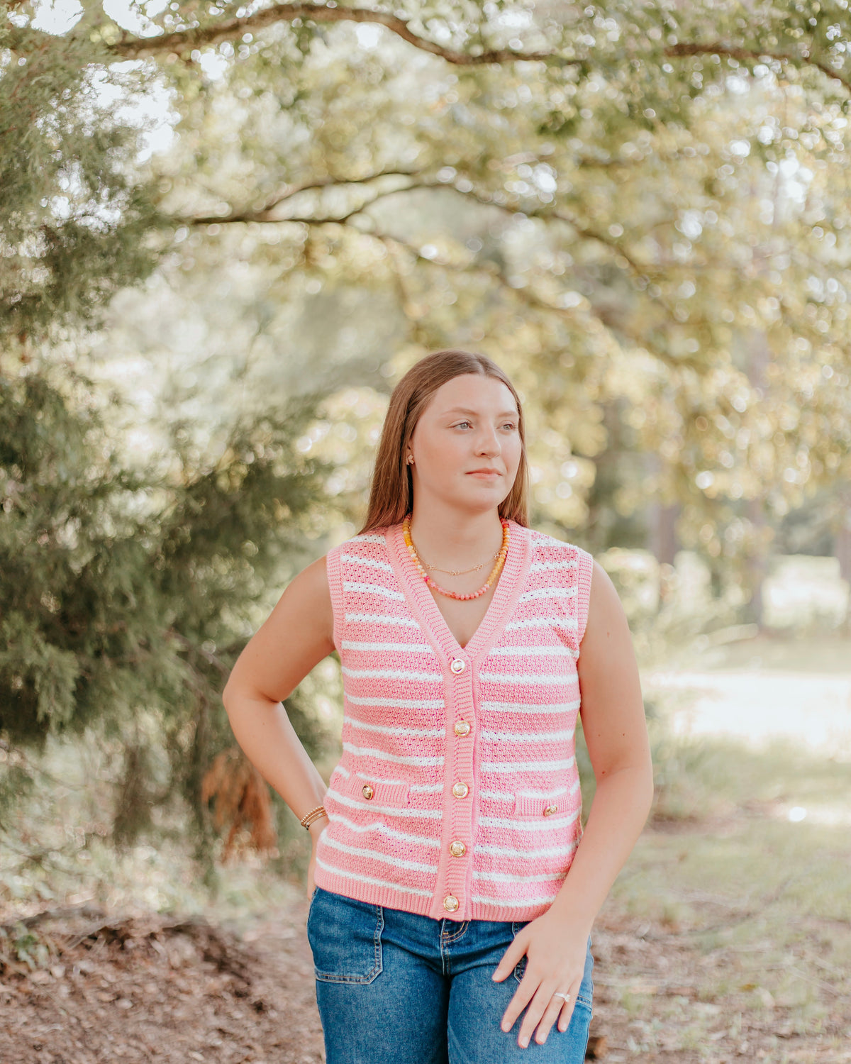 Pink and White Striped Sweater
