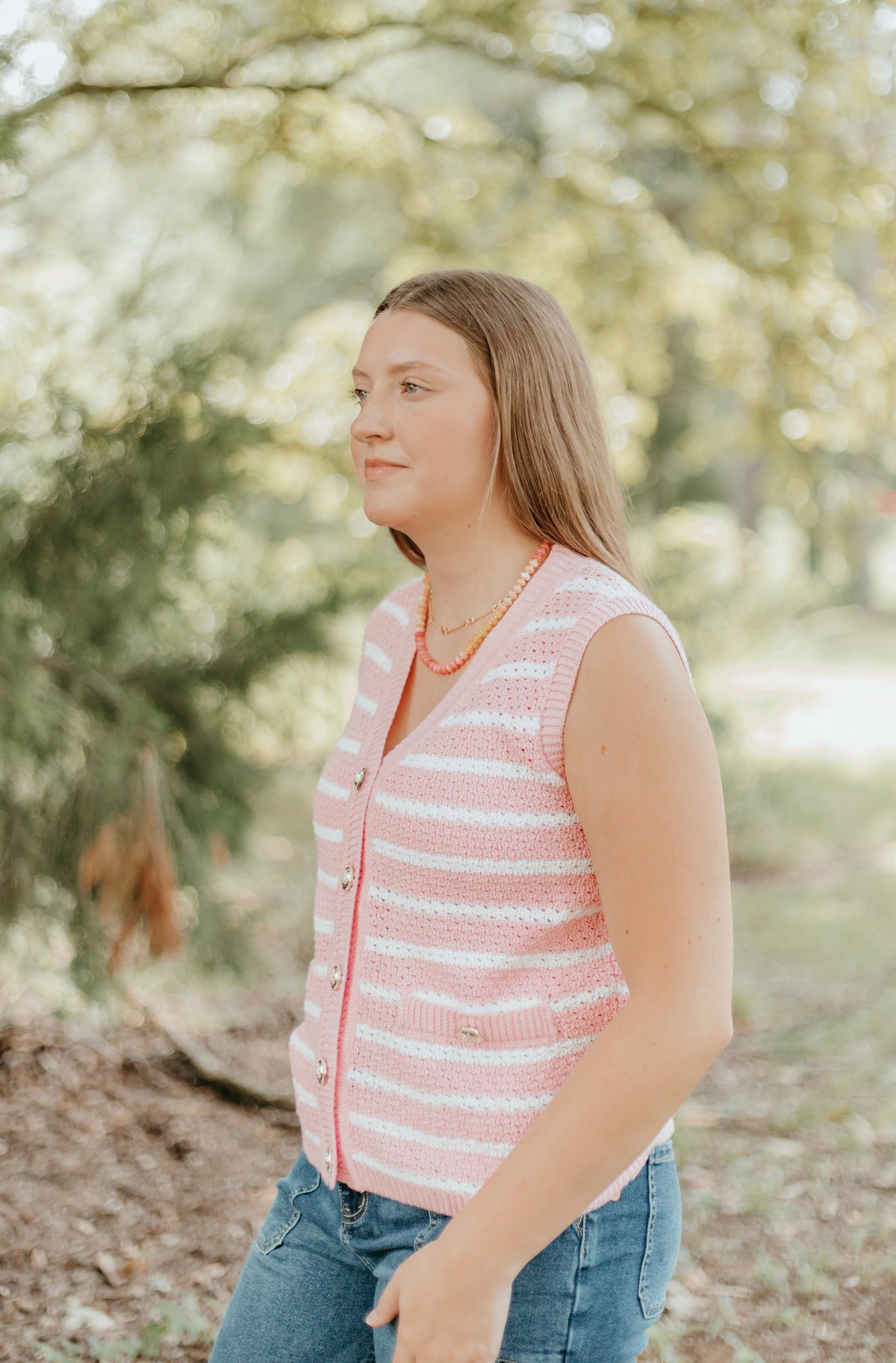 Pink and White Striped Sweater