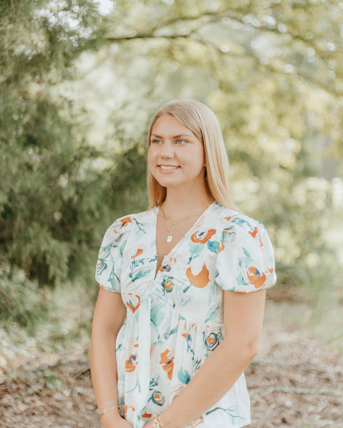 Preppy Satin Floral Top