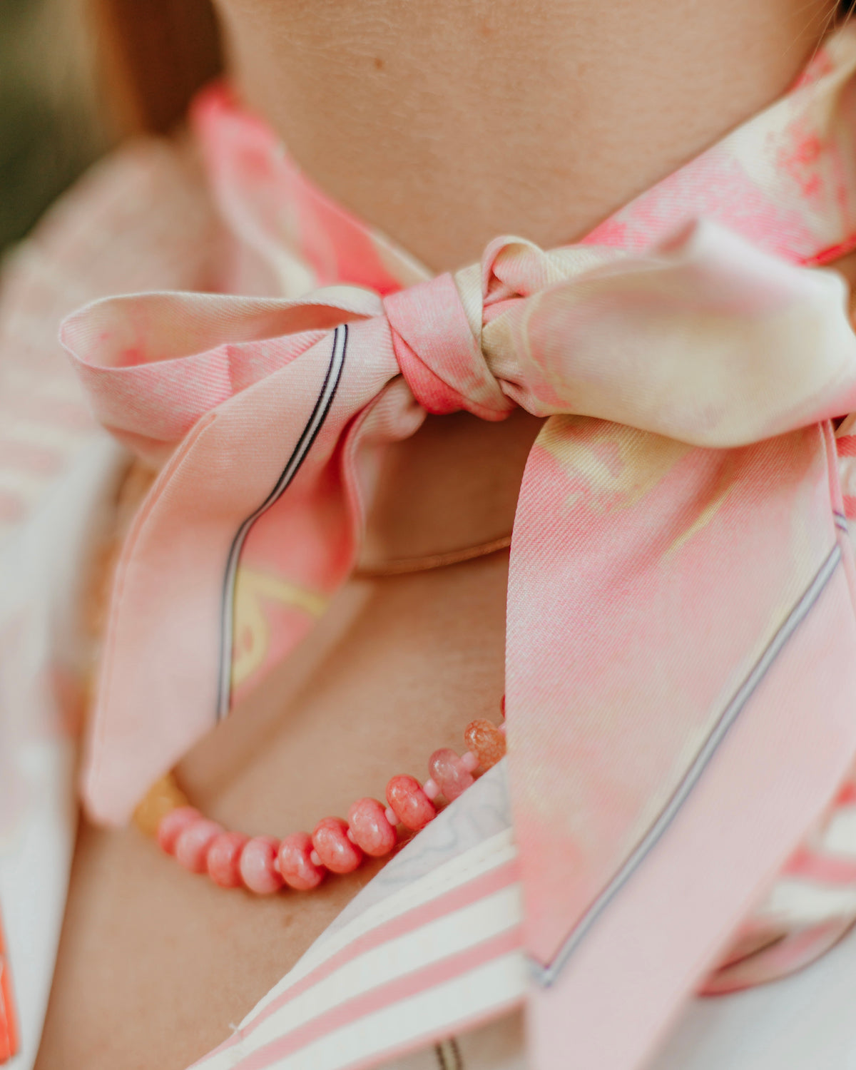 PINK SOFT SILKY SKINNY TWILLY SCARF