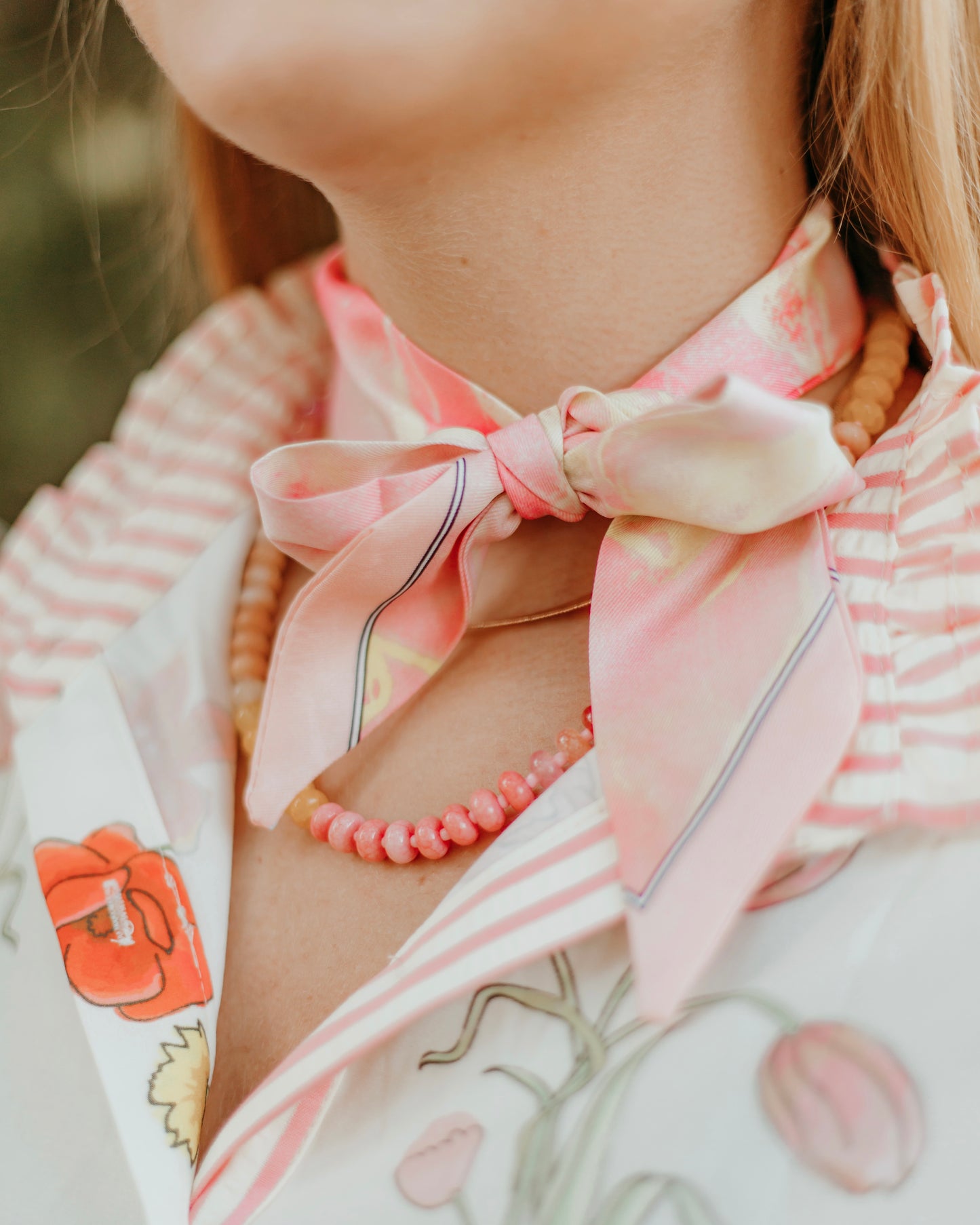 PINK SOFT SILKY SKINNY TWILLY SCARF