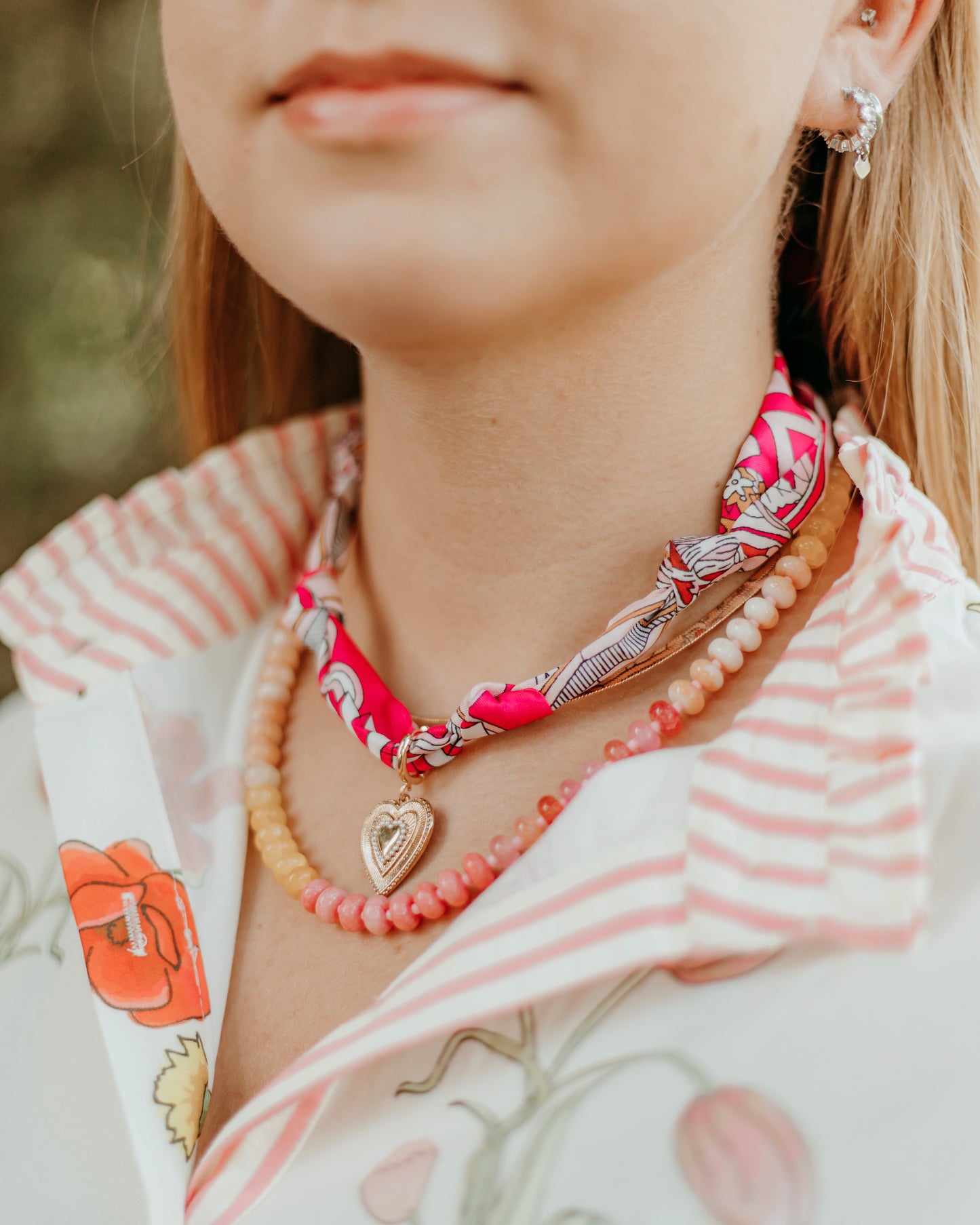 SMALL HEART VINTAGE Handcrafted Scarf with Interchangeable Charm