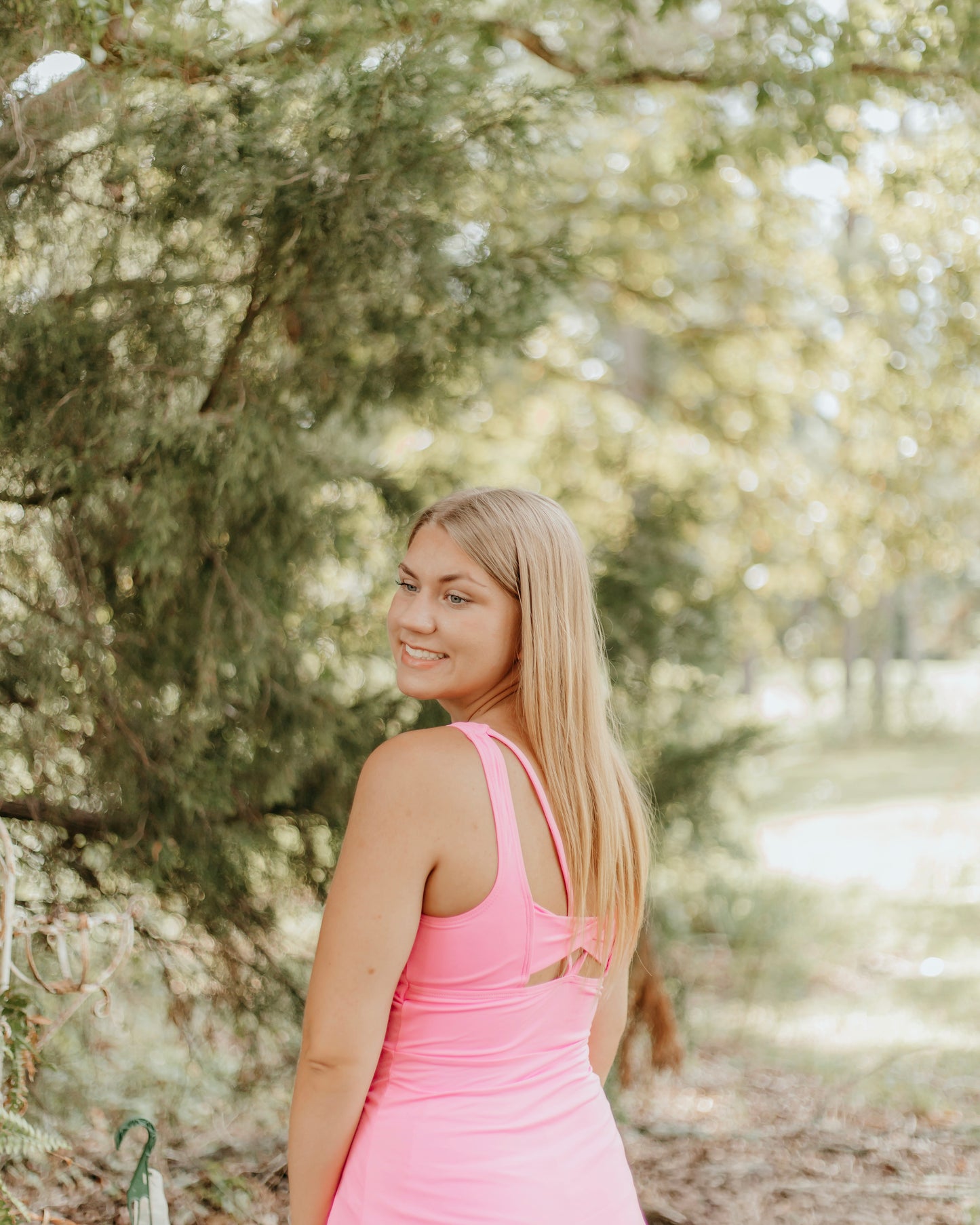 Pink Twisted Strappy Back Active Mini Dress