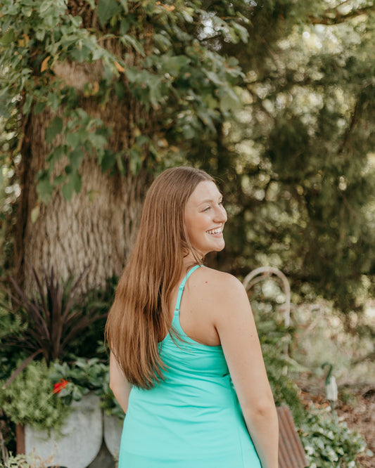 Teal Tank Dress with Shorts