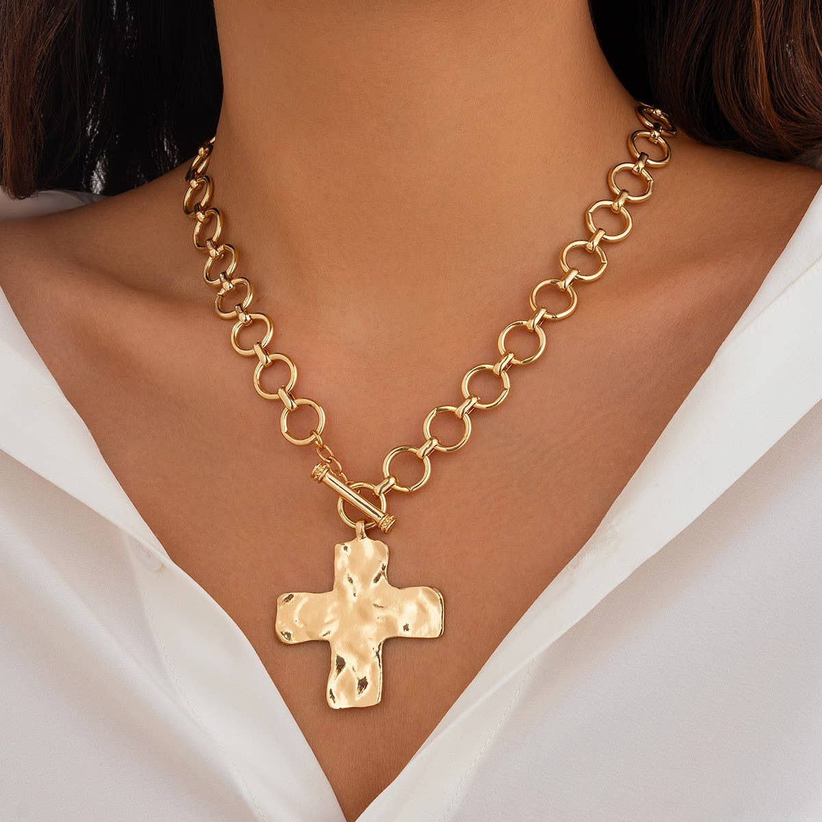 Chunky SILVER Cross Necklace