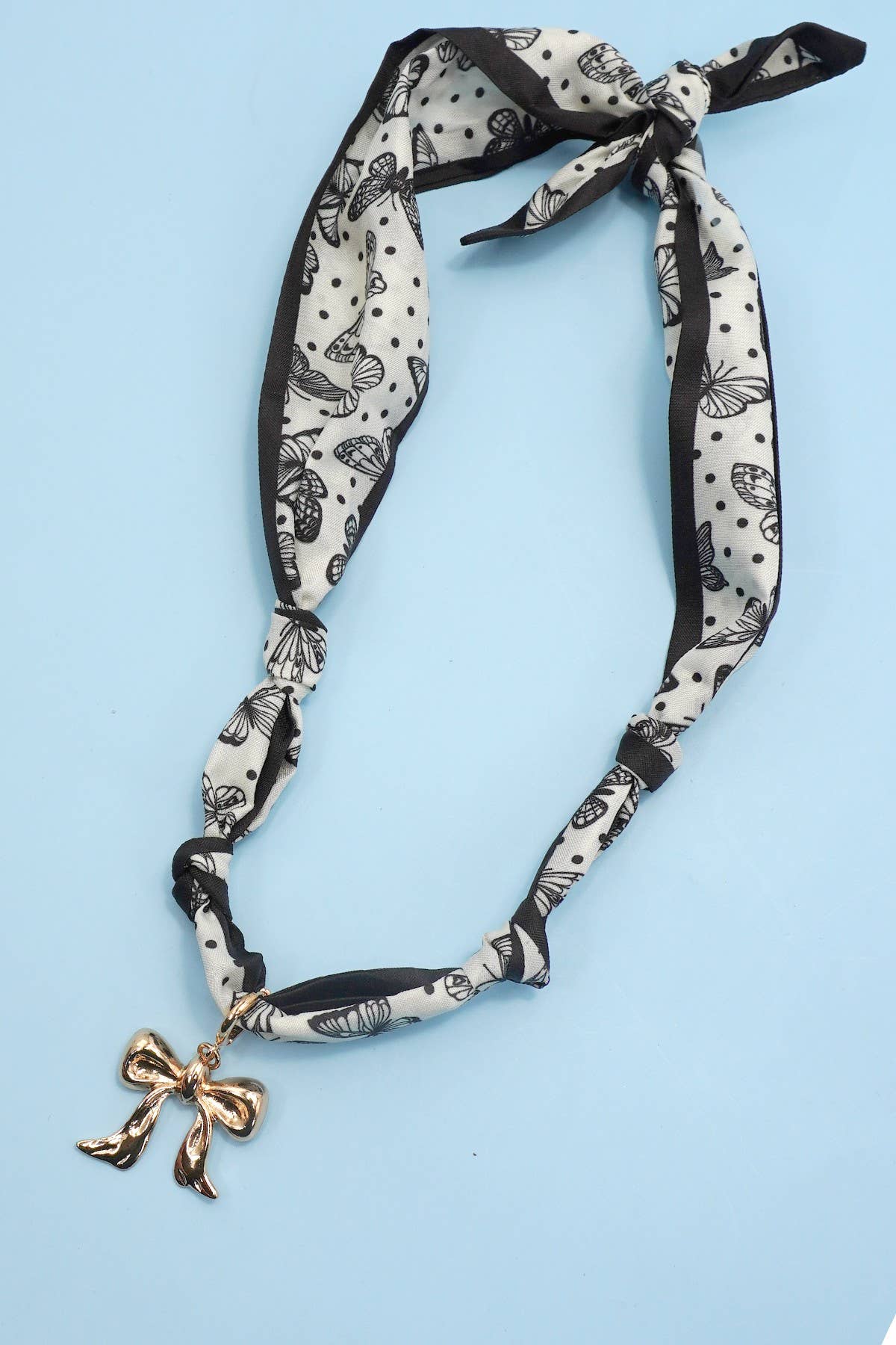 Bow with Handcrafted Scarf with Interchangeable Charm
