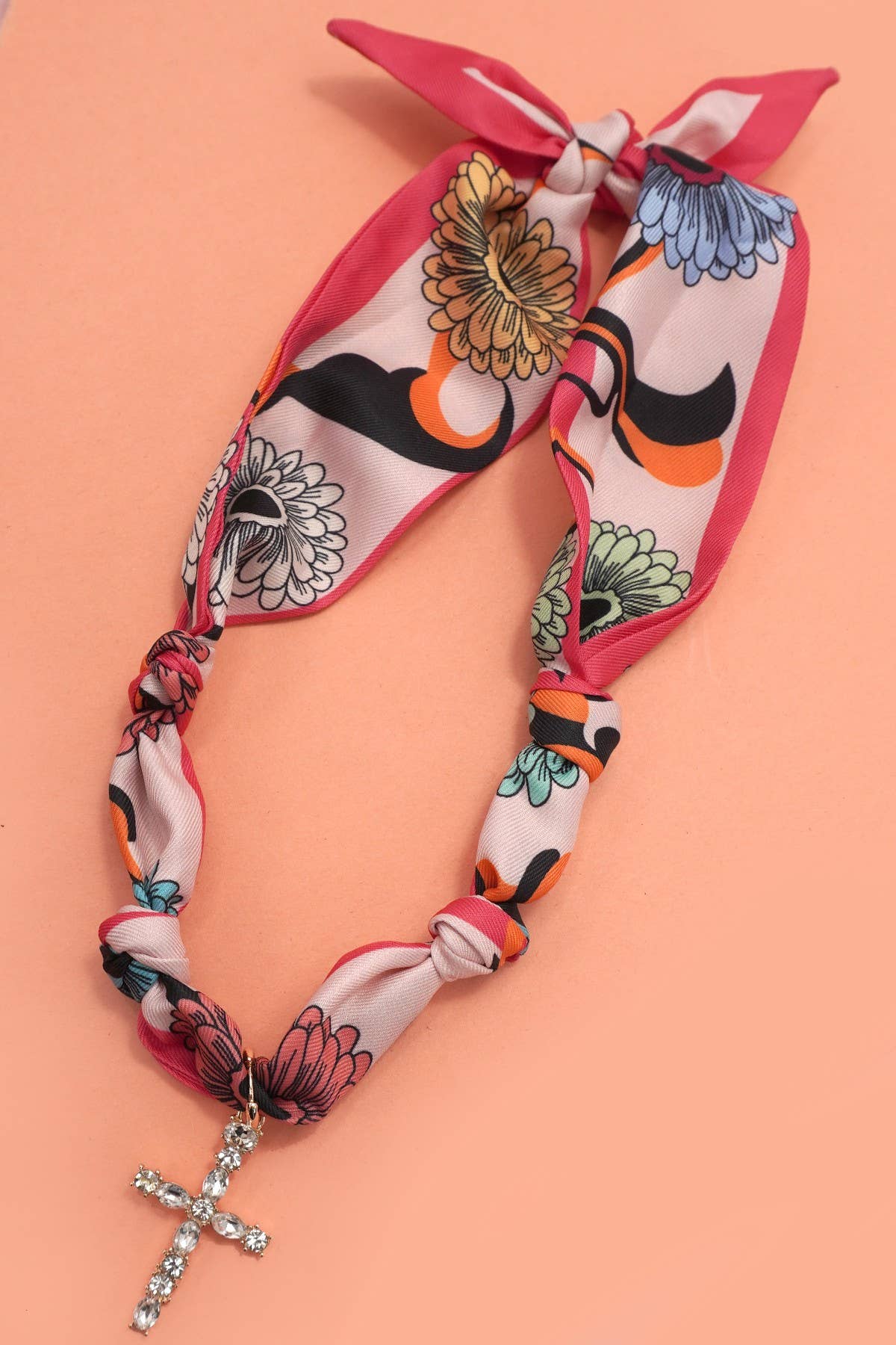 Diamond Cross Handcrafted Scarf with Interchangeable Charm