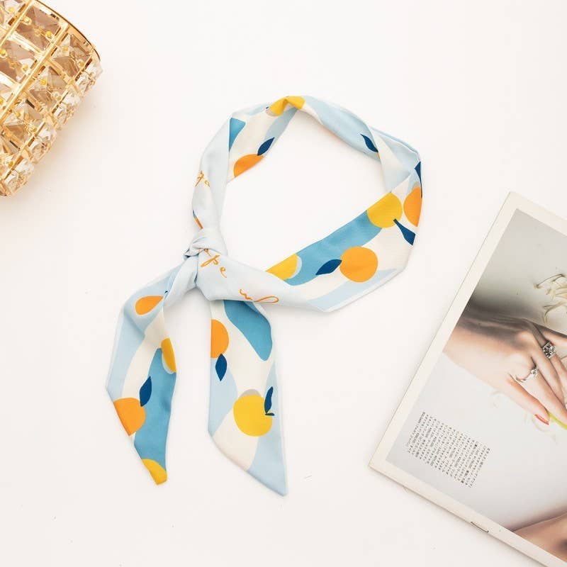 BLUE SOFT SILKY SKINNY TWILLY SCARF
