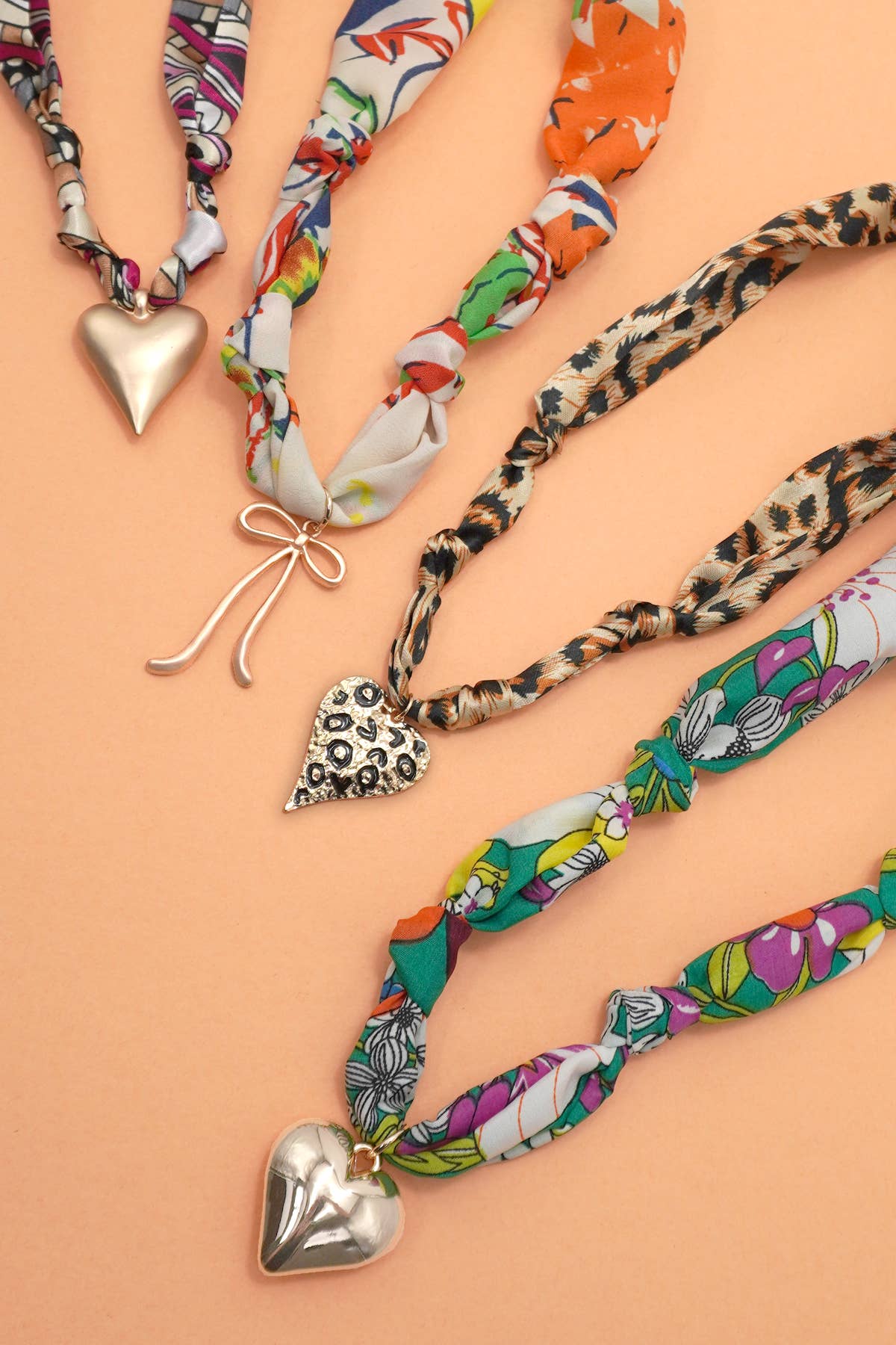 HANDMADE SCARF HEART CHARM NECKLACE