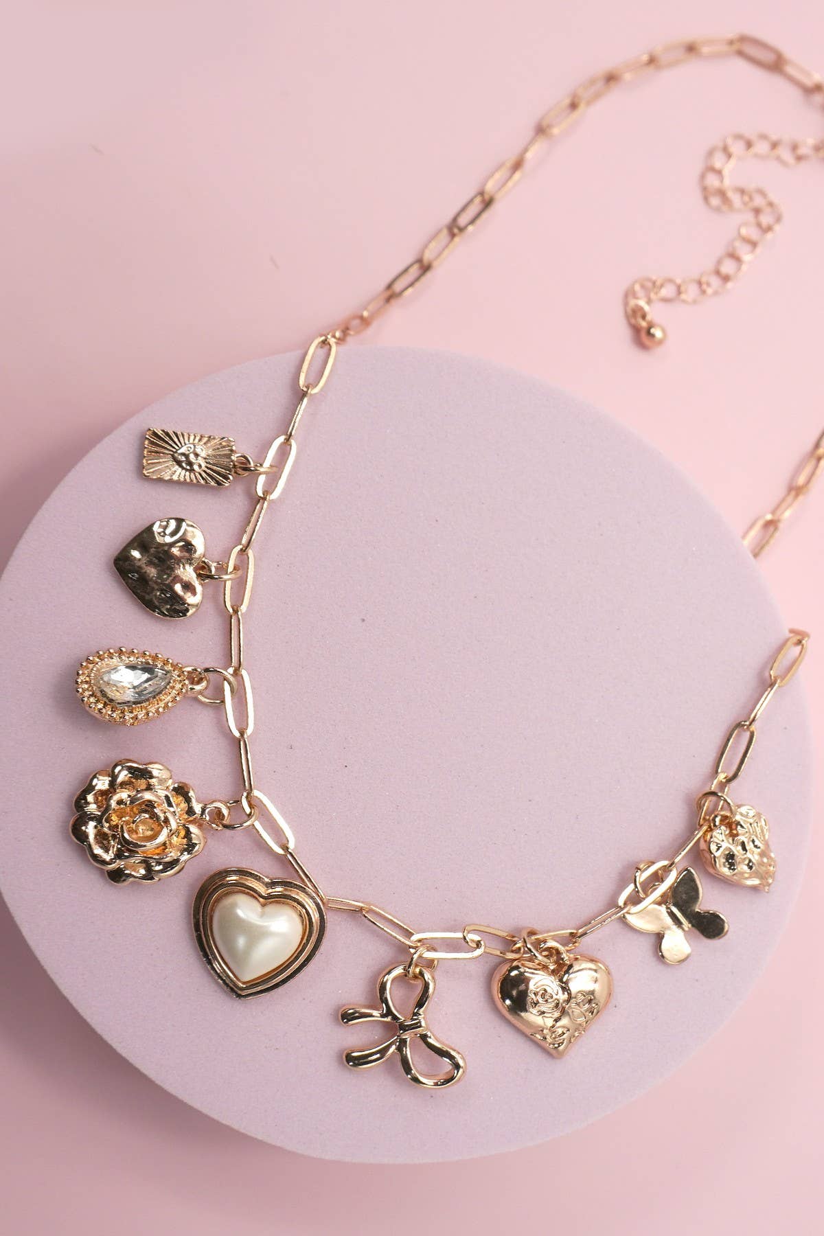 Bow, Heart CHARM NECKLACE