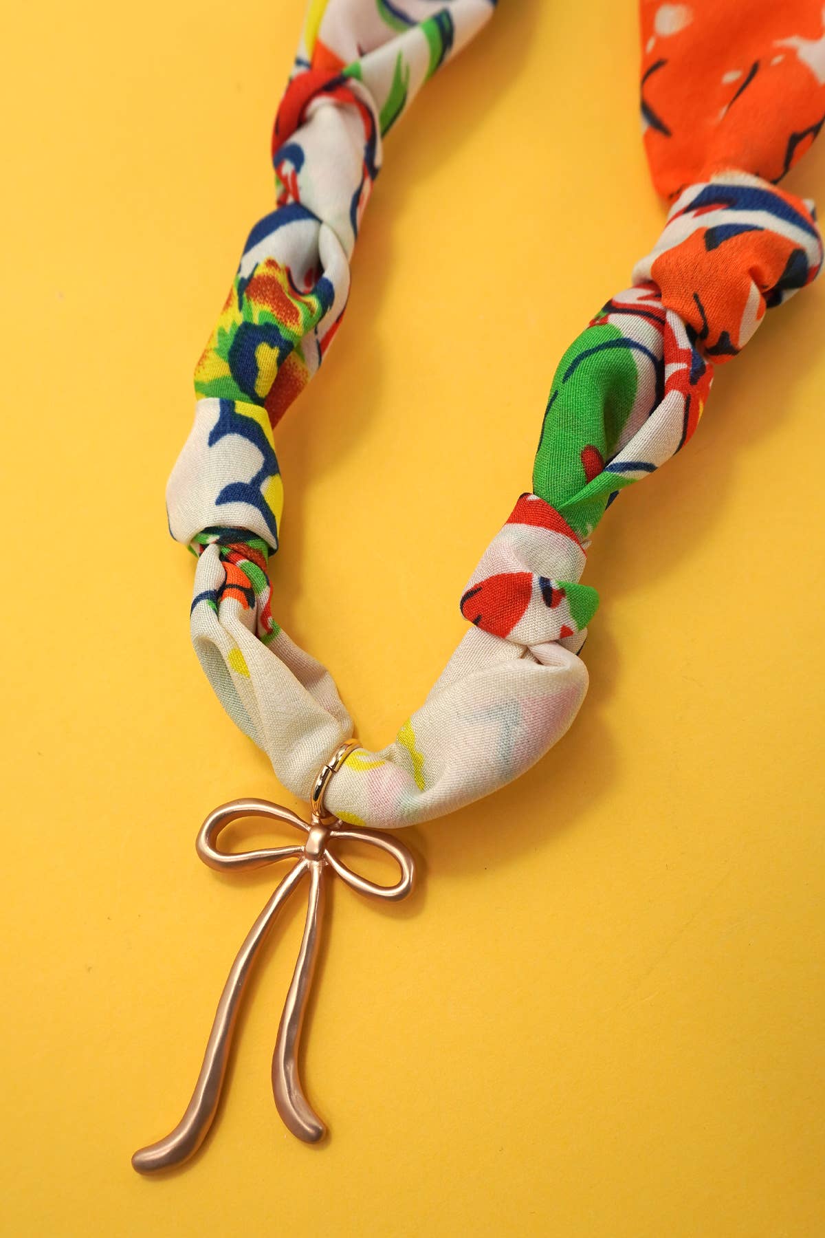 LOOPY BOW HANDMADE SCARF CHARM NECKLACE