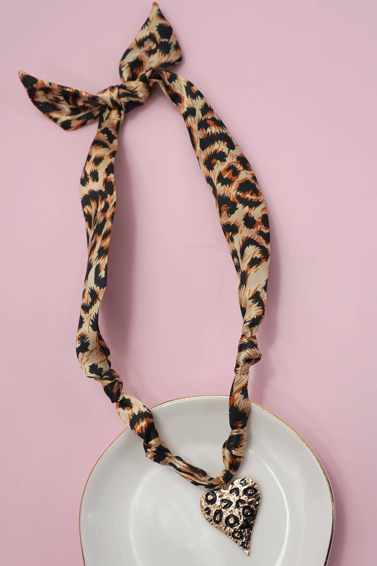 CHEETAH HANDMADE SCARF CHARM NECKLACE
