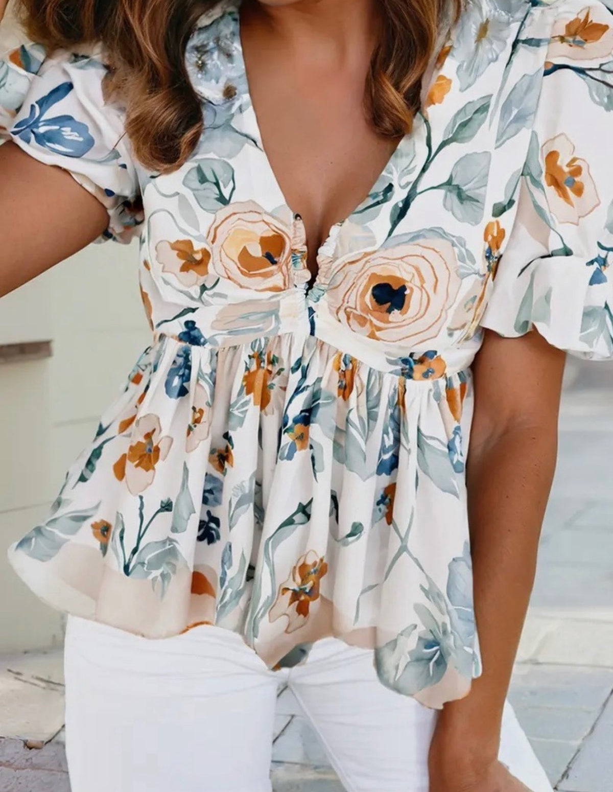 Preppy Satin Floral Top