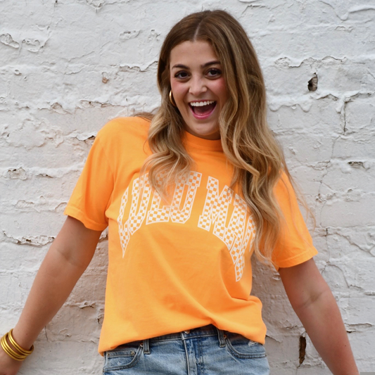 LULUMAC Orange Checkered Tee