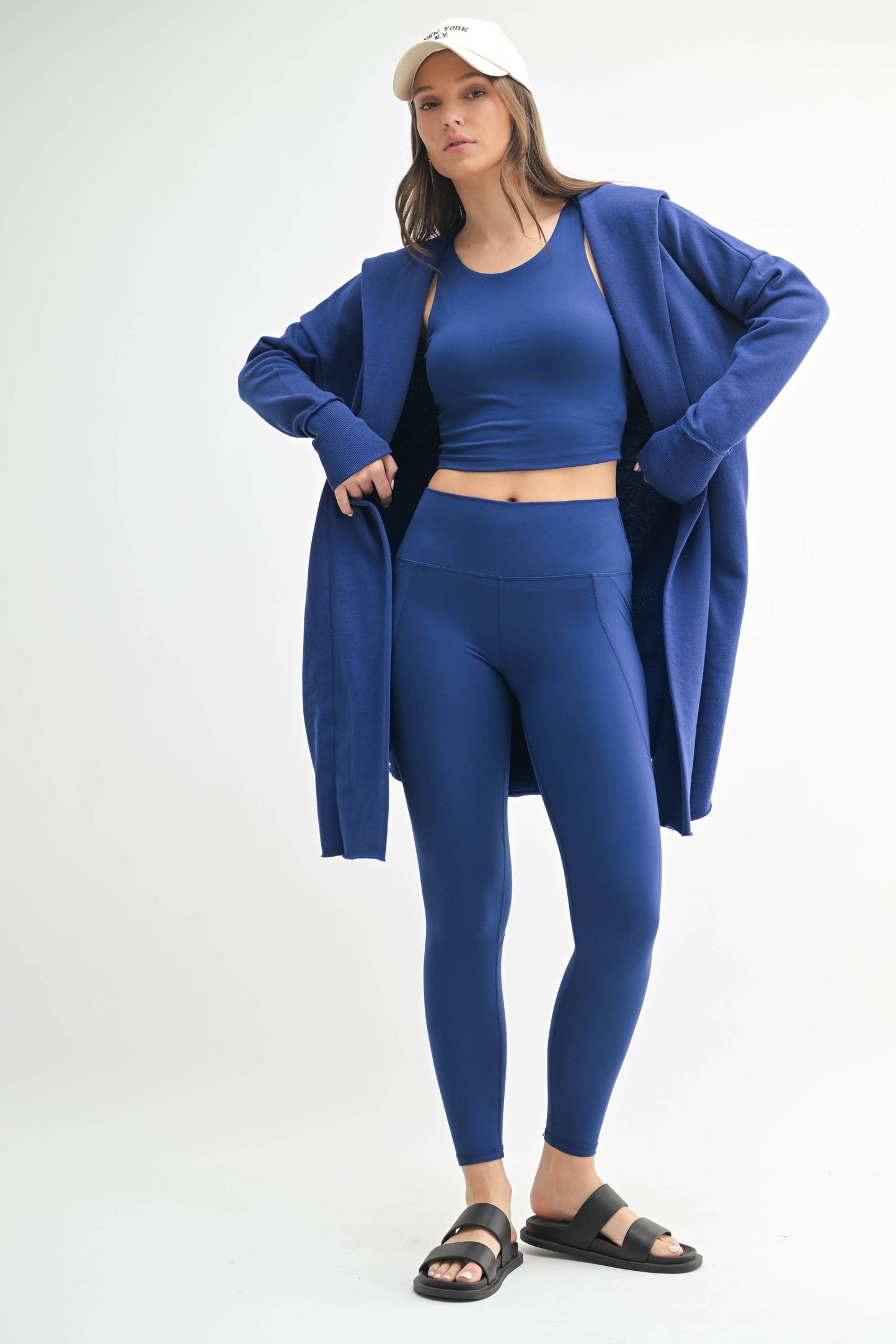 Dark Royal Open Front Longline Hoodie Cardigan