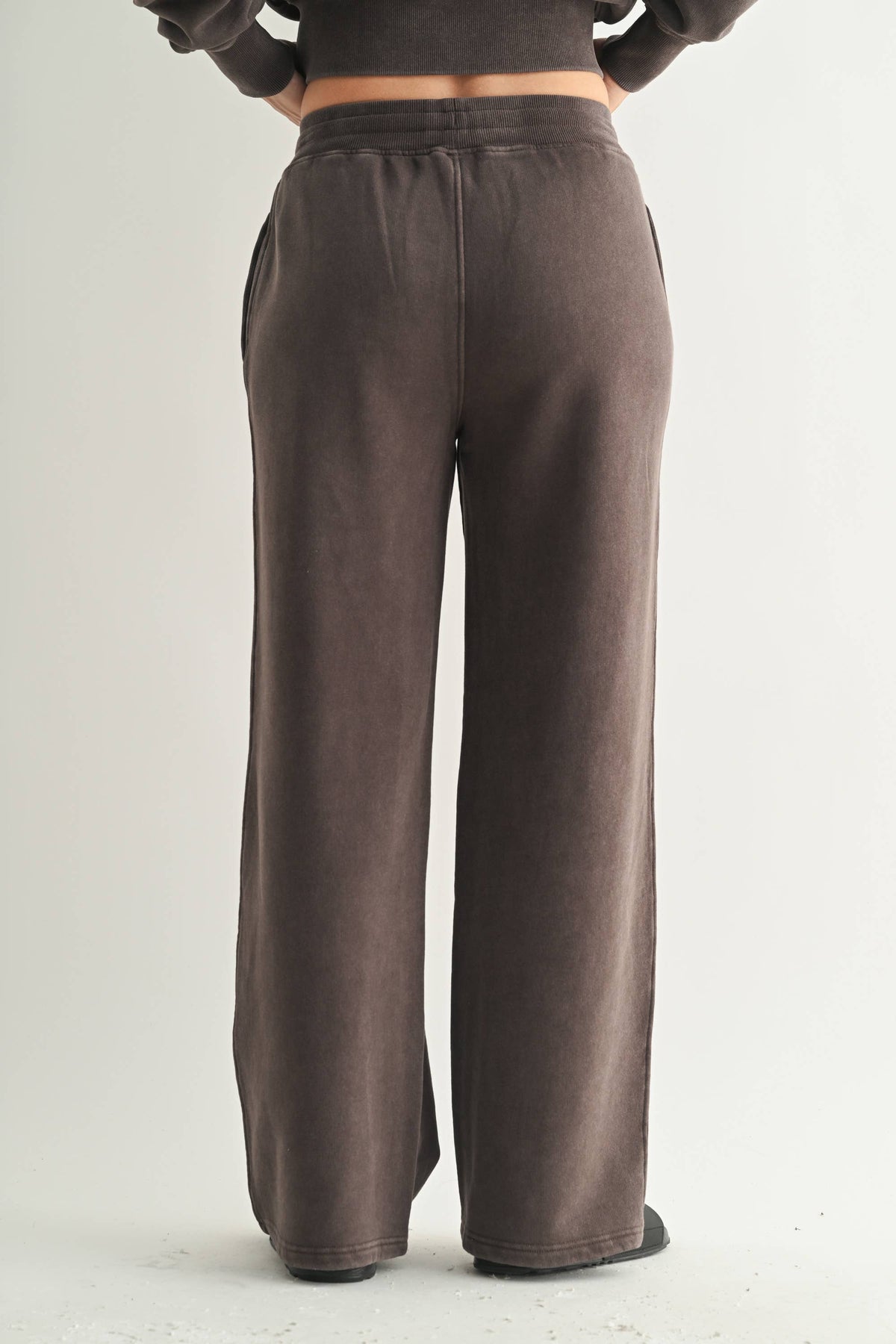 Espresso Mineral Wash Luxe Wide-Leg Sweatpants