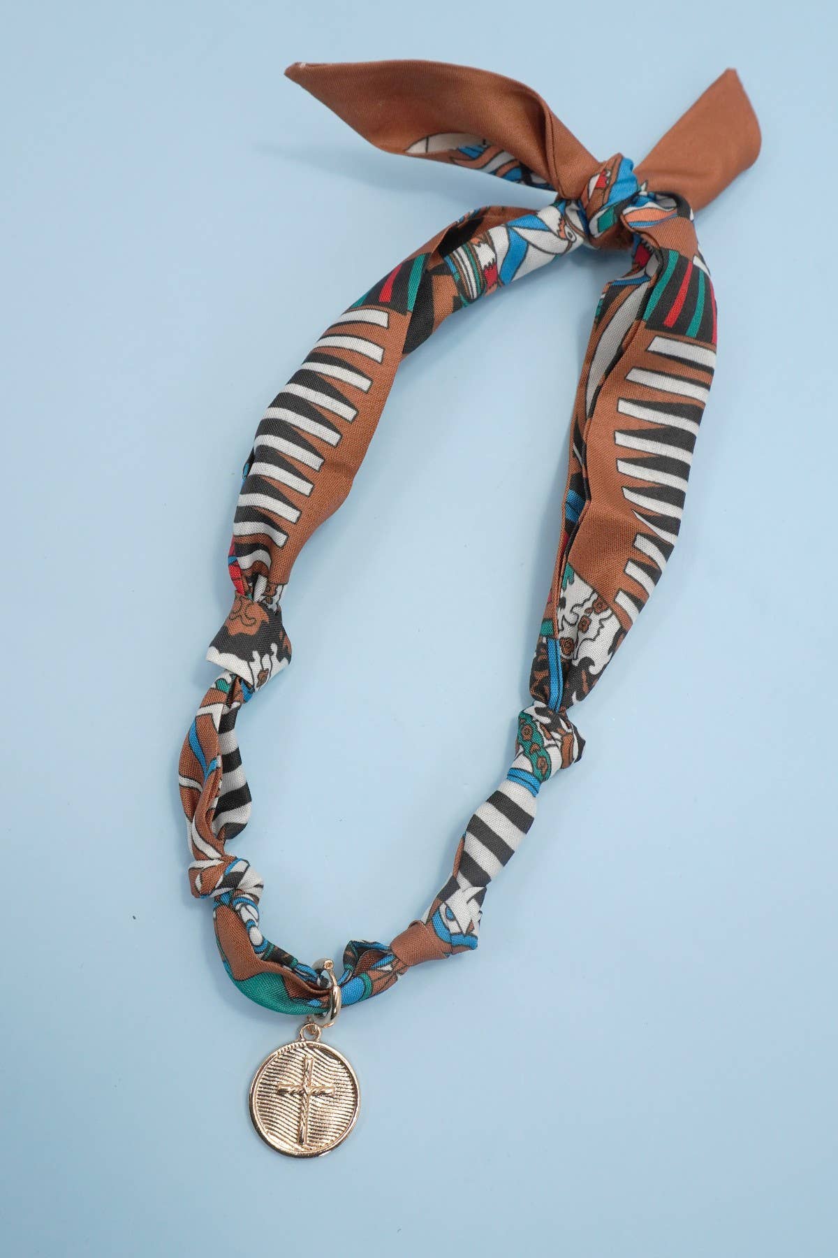 Cross Coin Pendant Handcrafted Scarf with Interchangeable Charm