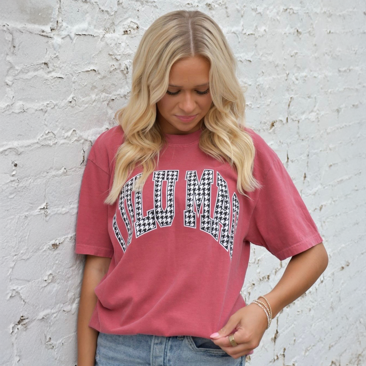 LULUMAC Crimson Houndstooth Tee