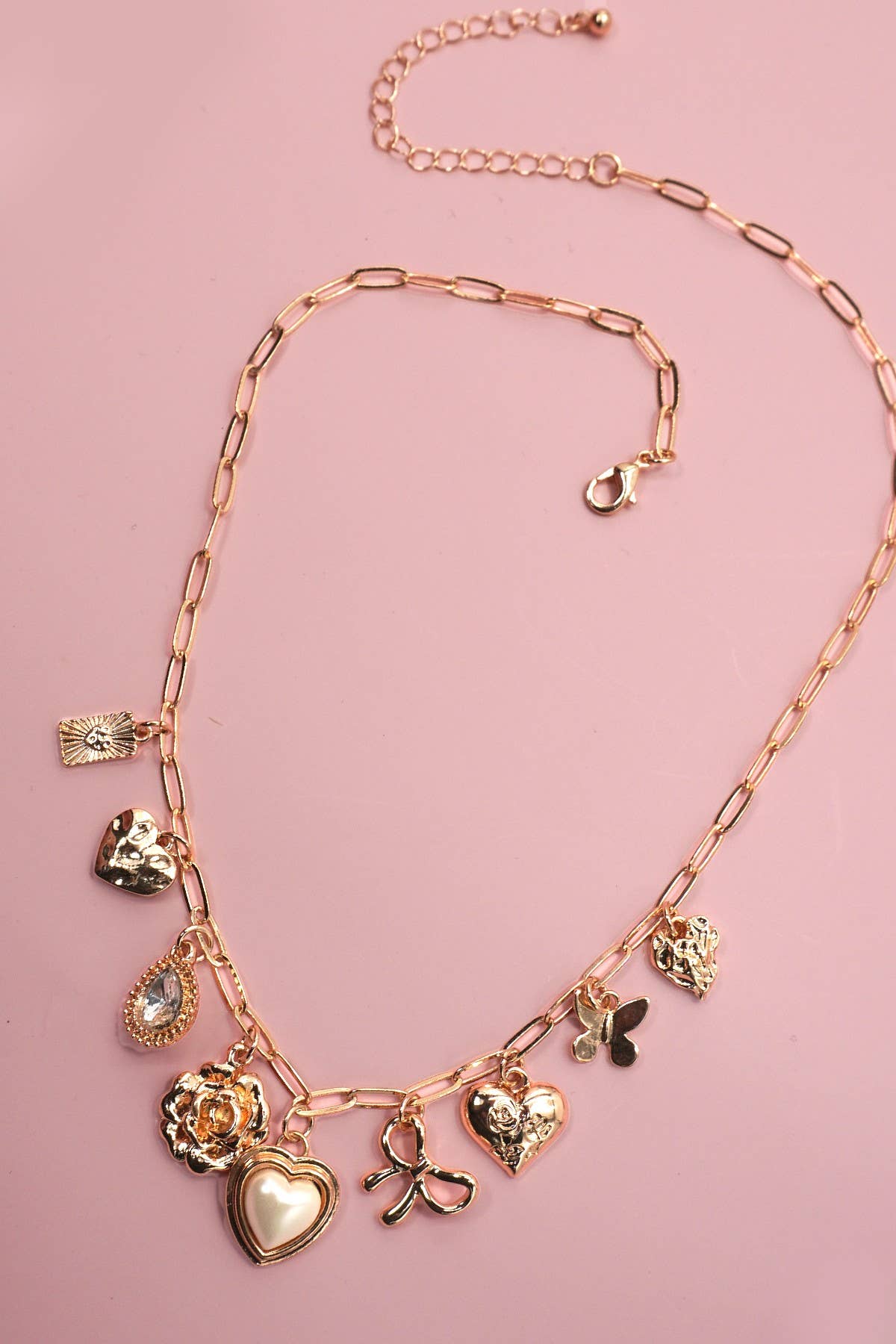 Bow, Heart CHARM NECKLACE