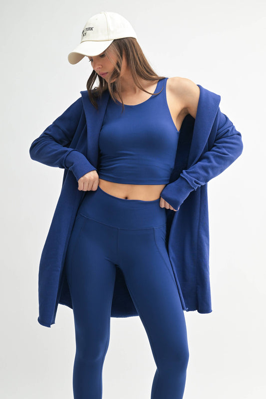 Dark Royal Open Front Longline Hoodie Cardigan