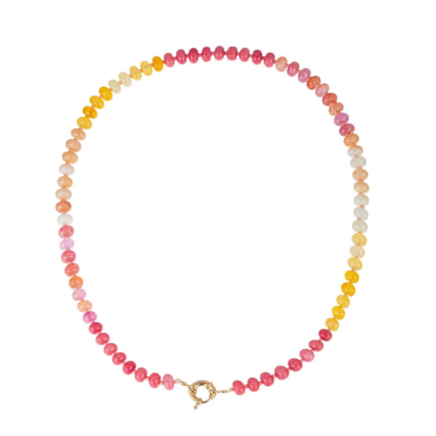 Rainbow Natural Stone Semi-Precious Glass Mixed Necklace