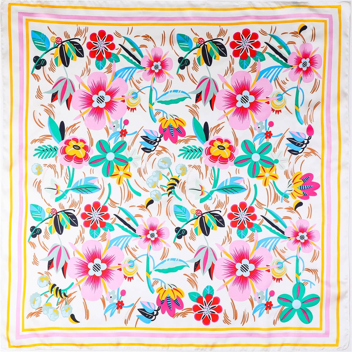 Multi-Color Floral Silk Scarf |
