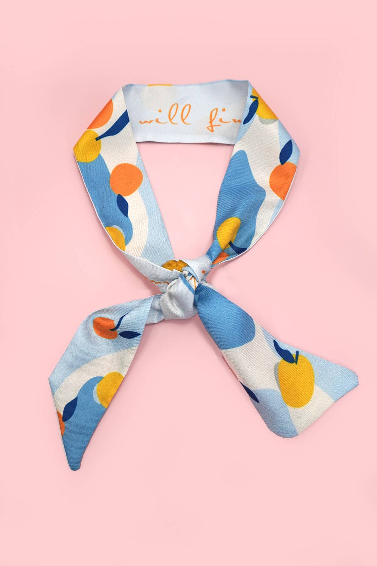 BLUE SOFT SILKY SKINNY TWILLY SCARF
