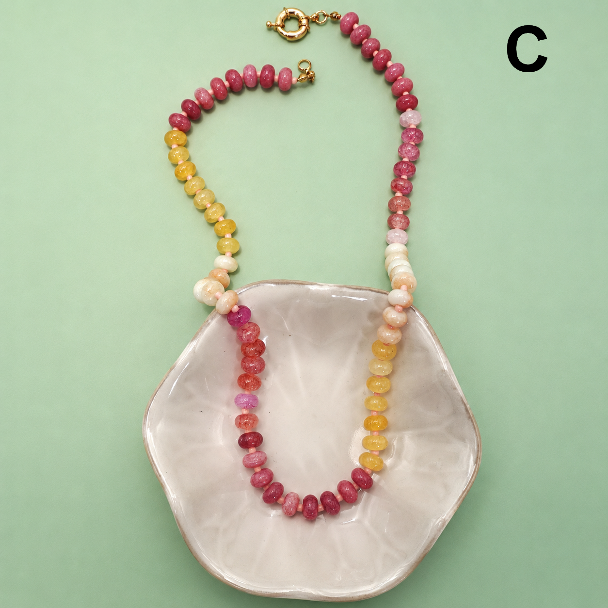 Rainbow Natural Stone Semi-Precious Glass Mixed Necklace